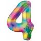 (34 inch) Number Balloon - 4 - Rainbow