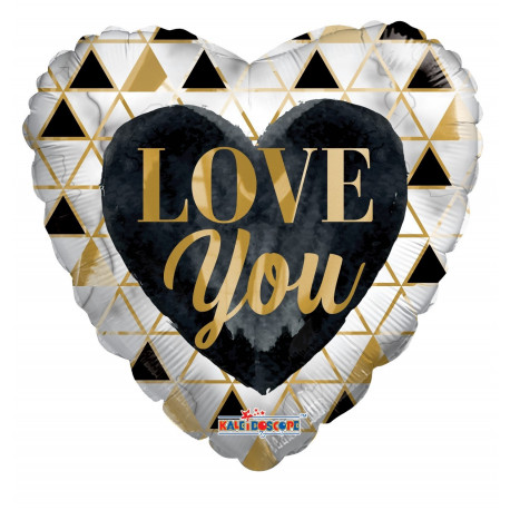 18 Inch Love You Eco Balloon (black and gold)