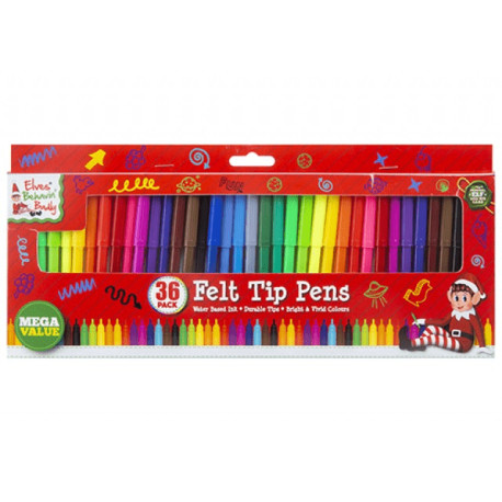 36 Elf Felt Tip Pens In Colour Box