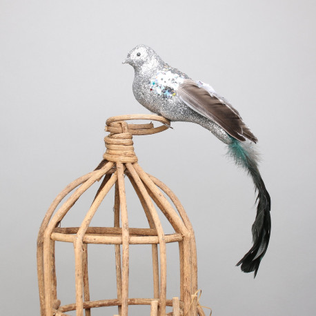 Silver Paradise Bird with clip