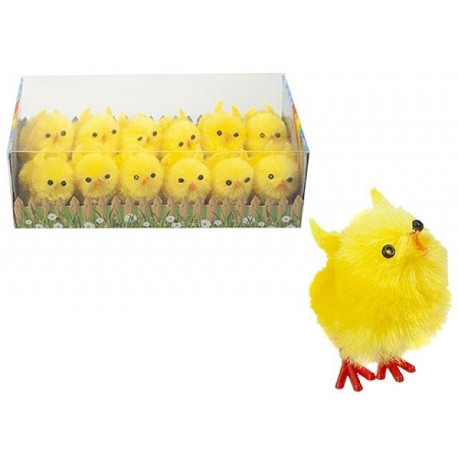 4cm Chenille Yellow Chick (Pack of 12)