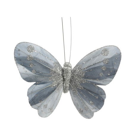 11.5cm Shaded Silver Feather & Glitter Butterfly (Pack of 12)