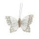 9cm Golden Ivory Feather &amp; Glitter Butterfly  (Pack of 12)