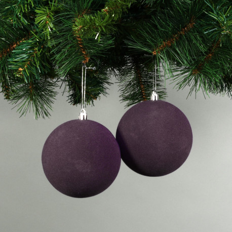 10cm Deep Purple Velvet Baubles (Set of 4)