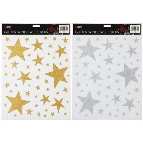 Glitter Stars Window Stickers (2 Assorted)