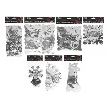 Silver Foil Decorations (7 Assorted Designs)