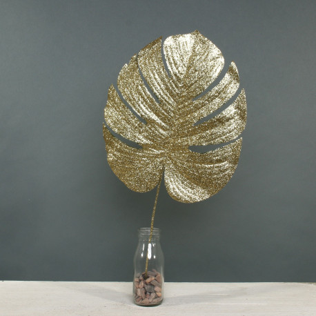 Gold Glitter Monstera Leaf (Large)