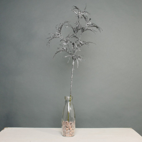 Pewter Glitter Aralia Leaf Stem