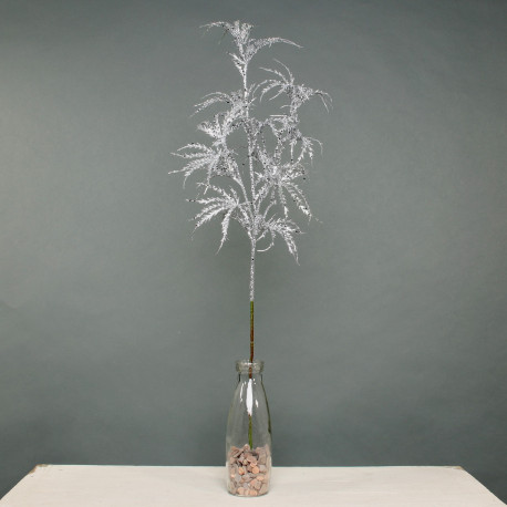 Silver Glitter Arelia Leaf Stem