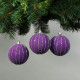 8cm Purple Velvet Baubles with Glitter (Set of 6)