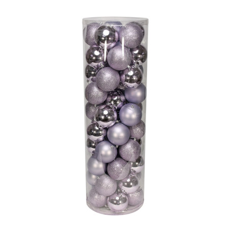 48 Lilac Baubles in Matt, Shiny & Glitter Finish (10cm)