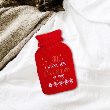 All I Want For Christmas - Hot Water Bottle & Knitted Cover