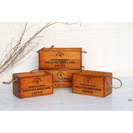 Set of 4 Coffee Crates with Rope