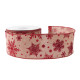 Natural with Red Glitter Snowflakes Ribbon (63mm x 10yds)