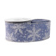 Blue with White Snowflakes Ribbon (63mm x 10yds)