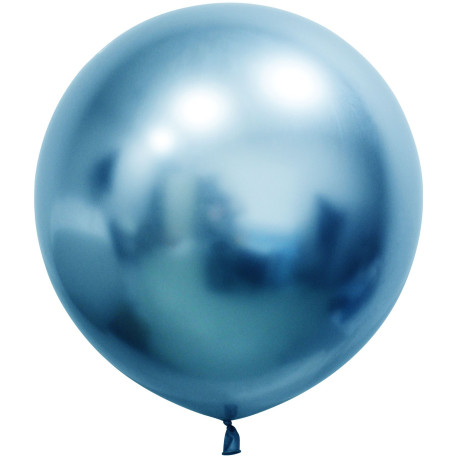 Blue Chrome Jumbo Latex Balloon - 24 inch (Pk 3)