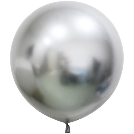 Silver Chrome Jumbo Latex Balloon - 24 inch (Pk 3)