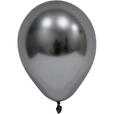 Space Grey Chrome Round Shape Latex Balloon - 6 inch (Pk 50)