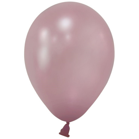 Rose Pink Metallic Round Shape Latex Balloon - 5 inch (Pk 100)