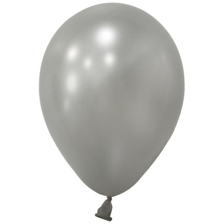 Silver Metallic Round Shape Latex Balloon - 5 inch (Pk 100)