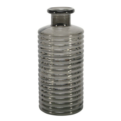 Dove Grey Horizontal Ribbed Bottle Vase (21.5cm x 10cm)