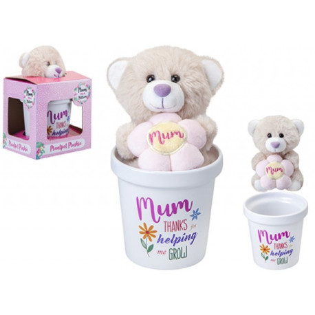 Plush Mum Bear in Ceramic Flowerpot