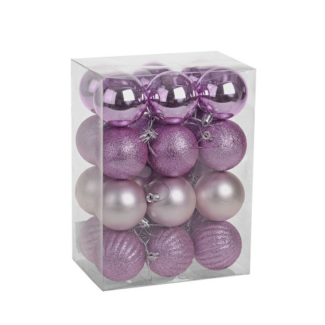 Pink Shatterproof Baubles (6cm) (24 pieces)