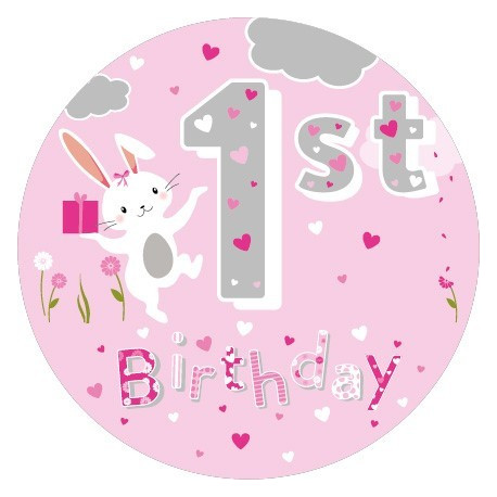 Jumbo Age 1 Jungle Birthday Badge (female)