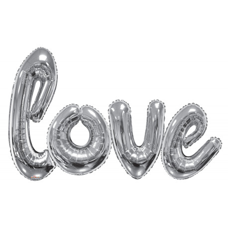 Giant Love Script Silver Balloon