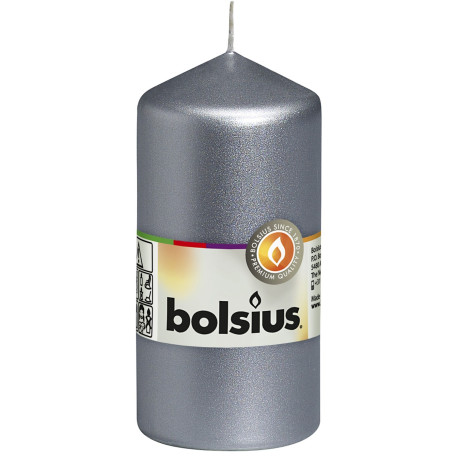 Silver Bolsius Pillar candle  (120mm x 58mm)