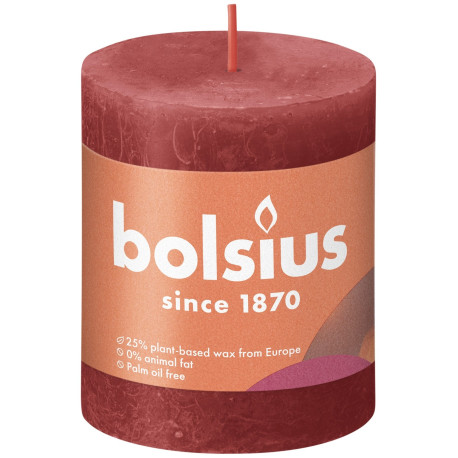 Delicate Red Bolsius Rustic Shine Pillar Candle (80 x 68mm)