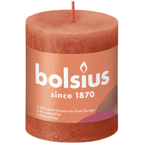 Earthy Orange Bolsius Rustic Shine Pillar Candle (80mm x 68mm)