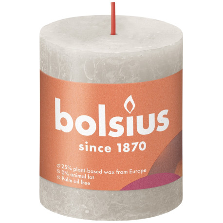 Sandy Grey Bolsius Rustic Shine Pillar Candle (80mm x 68mm)