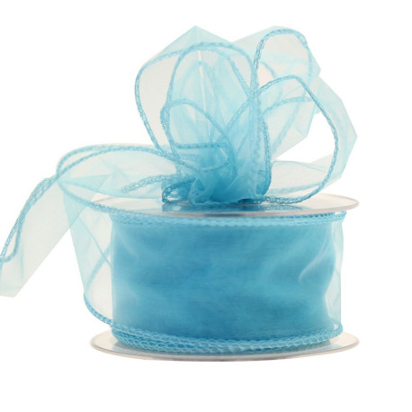 50mm x 20m Baby Blue Wired Chiffon Ribbon