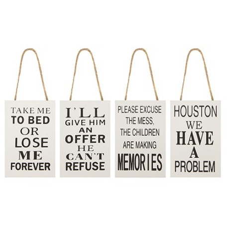 Funny Quote Hanging Signs (4 Assorted)