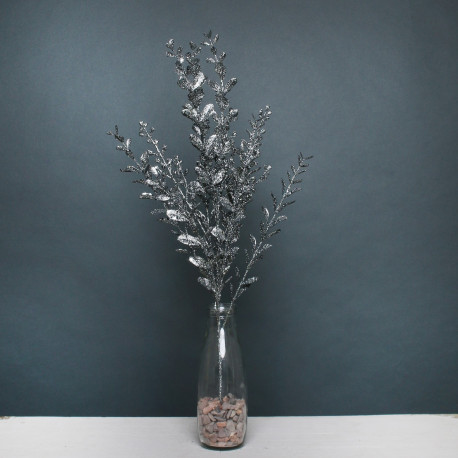 Pewter Glitter boxwood spray