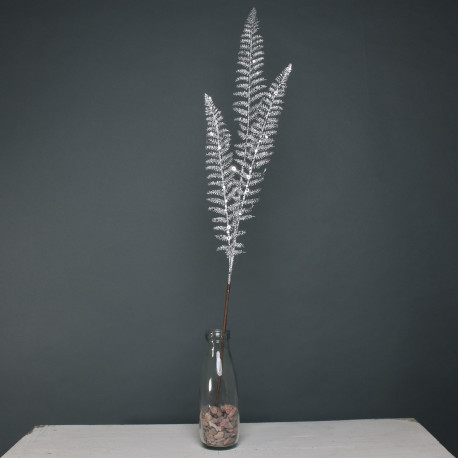 Silver Glitter 3 Leaf Palm Stem