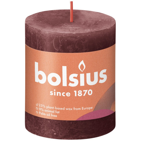 Bolsius Velvet Red Rustic Shine Pillar Candle (80 x 68mm)