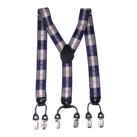 Business Mens Trousers Refined Suspenders Non-slip Shoulder Straps Gift Box Package - Retro Plaid