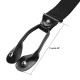 Youth Adjustable Trouser Belt Suspender Leather Button Braces - Black