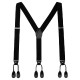 Youth Adjustable Trouser Belt Suspender Leather Button Braces - Black