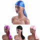 Fashion Unisex Men and Women Headscarf Headdress Bandana Durag Headwear Faux Soft Silk Pirate Cap Wrap - Blue