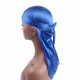 Fashion Unisex Men and Women Headscarf Headdress Bandana Durag Headwear Faux Soft Silk Pirate Cap Wrap - Blue