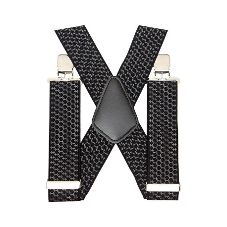 Jacquard 50mm Wide Heavy Duty Suspenders Adjustable Unisex Trousers - Black