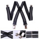 Mens 40mm High Elasticity Braces Fashion Trousers Suspenders - Grey Stripes