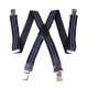 Mens 40mm High Elasticity Braces Fashion Trousers Suspenders - Navy Blue Stripes