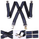 Mens 40mm High Elasticity Braces Fashion Trousers Suspenders - Navy Blue Stripes