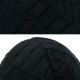 Beanie Hat Scarf Set Neck Cover Winter Warm Fleece Knitted Thick Ski Cap - Black