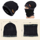 Beanie Hat Scarf Set Neck Cover Winter Warm Fleece Knitted Thick Ski Cap - Black