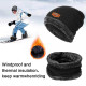 Beanie Hat Scarf Set Neck Cover Winter Warm Fleece Knitted Thick Ski Cap - Black